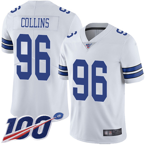 Men Dallas Cowboys Limited White Maliek Collins Road #96 100th Season Vapor Untouchable NFL Jersey